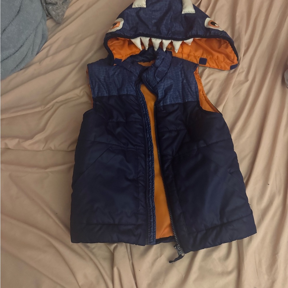 H&M Orange and Blue Hooded Vest